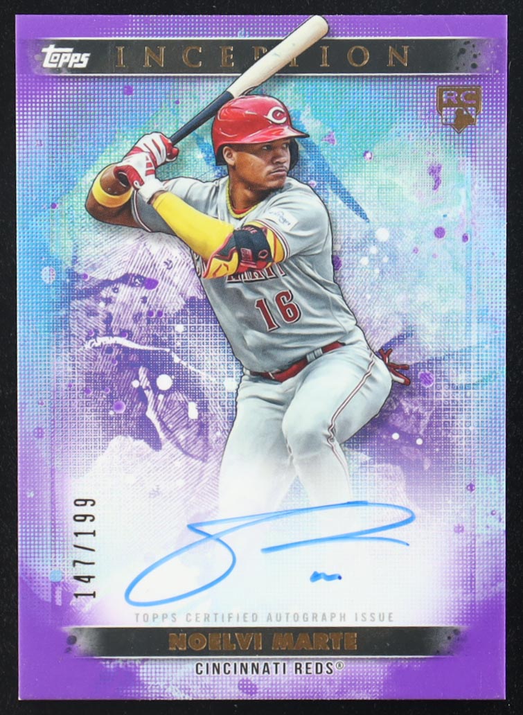 Noelvi Marte 2024 Topps Inception Base Rookie Emerging Star Autographs #BRES-NM RC #147/99 at PristineAuction.com Noelvi Marte 2024 Topps Inception Base Rookie Emerging Star Autographs #BRES-NM RC #147/99 at PristineAuction.com