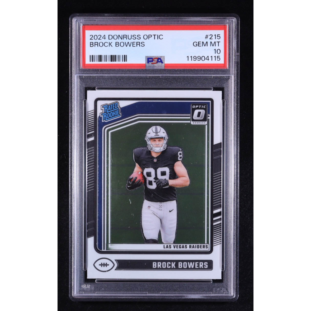 Brock Bowers 2024 Donruss Optic #215 RR RC (PSA 10) at PristineAuction.com
