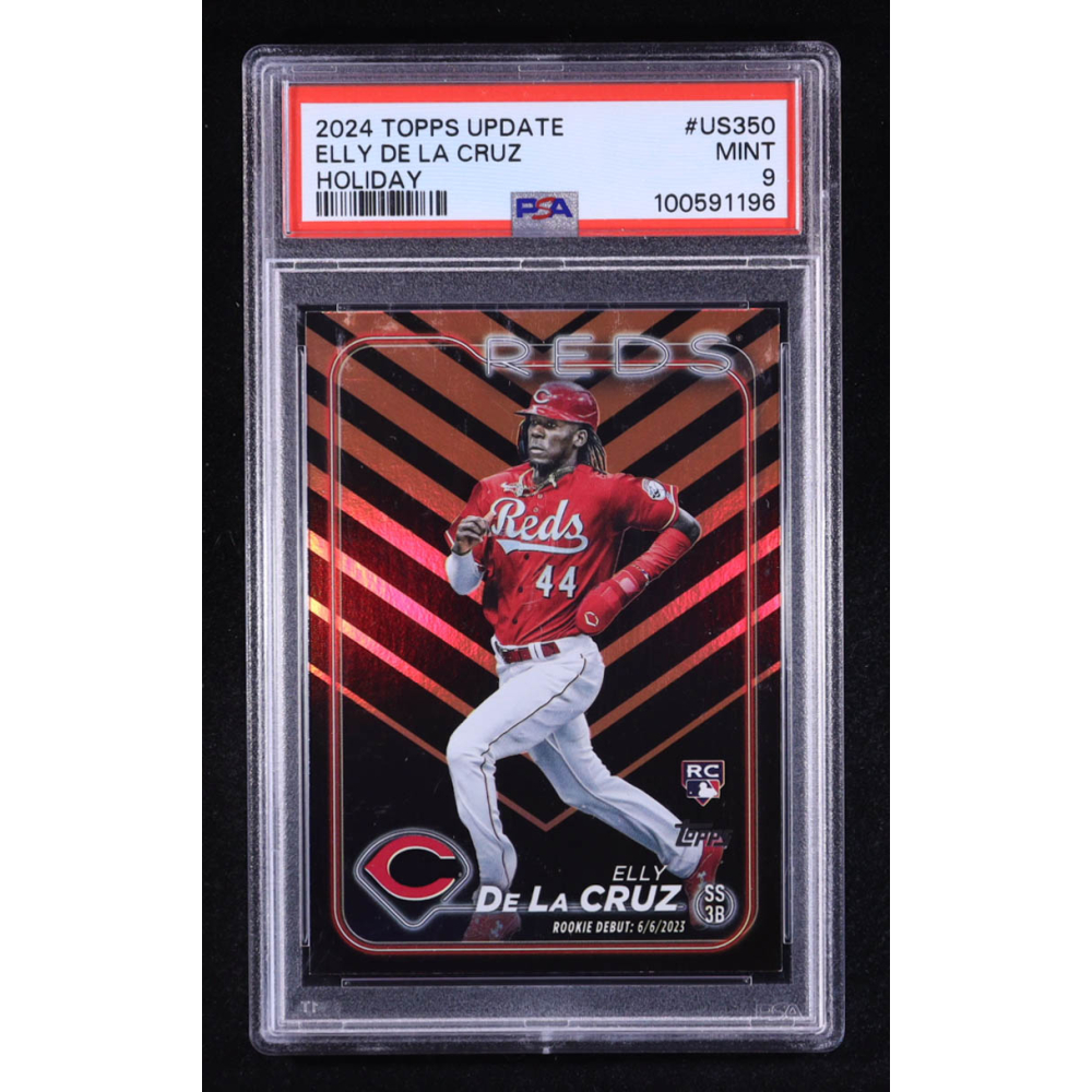 Elly De La Cruz 2024 Topps Update Halloween Orange and Black Foil #US350 RC (PSA 9) at PristineAuction.com