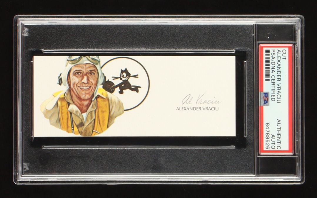 Alexander Vraciu Signed Cut With Portrait Art (PSA) at PristineAuction.com Alexander Vraciu Signed Cut With Portrait Art (PSA) at PristineAuction.com