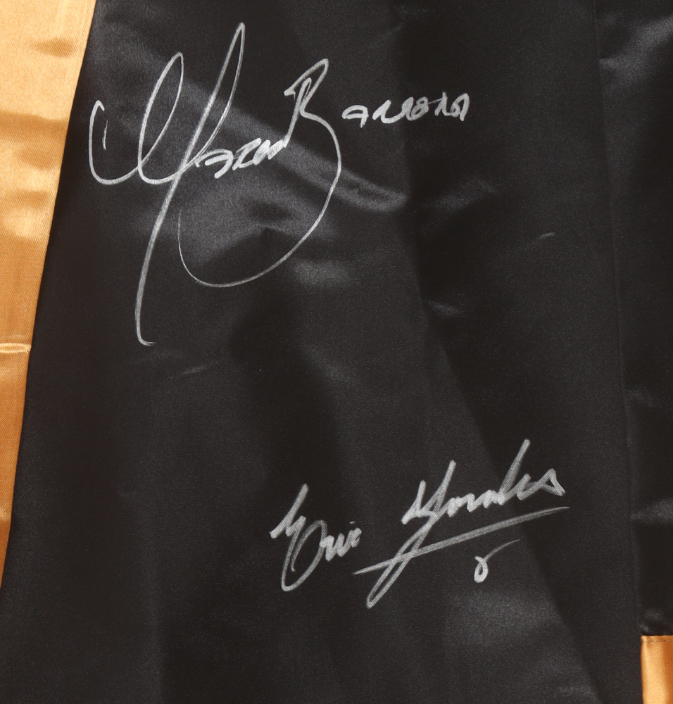 Julio Cesar Chavez, Marco Barrera & Erik Morales Signed Cleto Reyes Boxing Robe (JSA) at PristineAuction.com Julio Cesar Chavez, Marco Barrera & Erik Morales Signed Cleto Reyes Boxing Robe (JSA) at PristineAuction.com