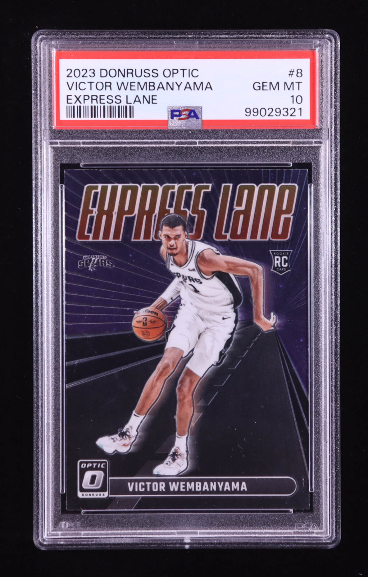 Victor Wembanyama 2023-24 Donruss Optic Express Lane #8 RC (PSA 10) at PristineAuction.com Victor Wembanyama 2023-24 Donruss Optic Express Lane #8 RC (PSA 10) at PristineAuction.com