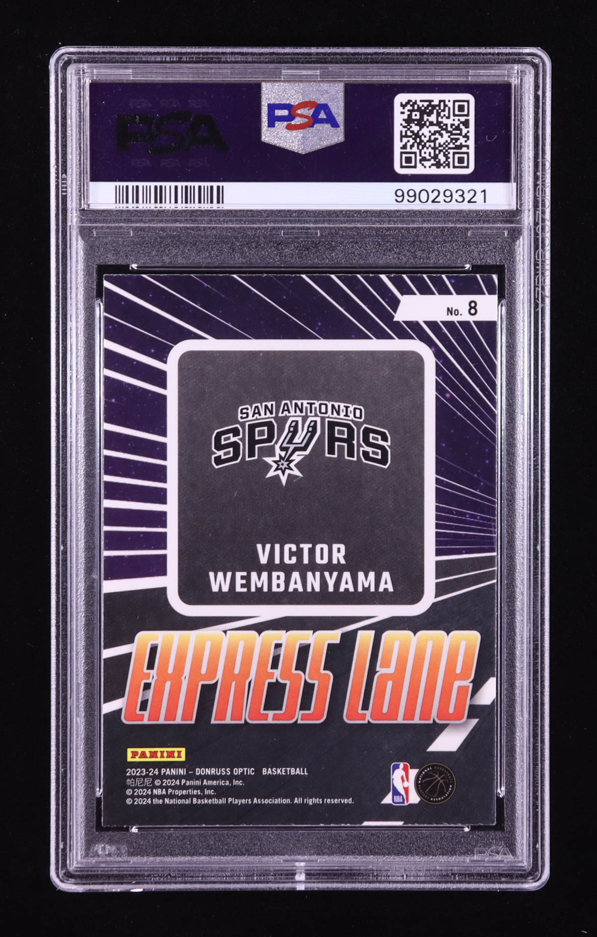 Victor Wembanyama 2023-24 Donruss Optic Express Lane #8 RC (PSA 10) at PristineAuction.com Victor Wembanyama 2023-24 Donruss Optic Express Lane #8 RC (PSA 10) at PristineAuction.com