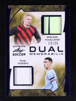 Erling Haaland / Phil Foden 2022 Leaf Ultimate Soccer Dual Memorabilia Navy #UDM6 #15/25 at PristineAuction.com