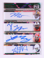 Malik Nabers / Xavier Legette / Ladd McConkey / Adonai Mitchell 2024 Pro Set Pure Quadography Autographs Green Sparkle #Q12 #8/8 RC at PristineAuction.com