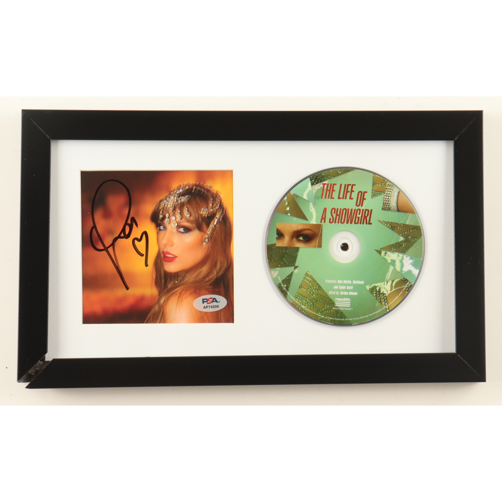 Taylor Swift Signed Custom Framed "The Life of a Showgirl" CD Album Display (PSA) at PristineAuction.com