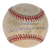 Bill Mazeroski Signed ONL Baseball With Inscription (Beckett) at PristineAuction.com