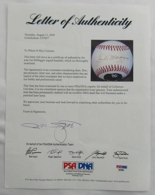 Joe DiMaggio Signed OAL Commemorative Baseball (PSA) at PristineAuction.com Joe DiMaggio Signed OAL Commemorative Baseball (PSA) at PristineAuction.com