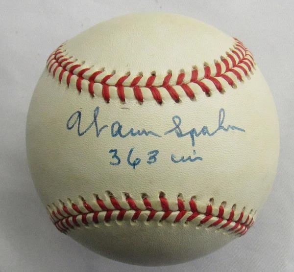 Warren Spahn Signed OAL Baseball Inscribed "363 Wins" (JSA) at PristineAuction.com Warren Spahn Signed OAL Baseball Inscribed "363 Wins" (JSA) at PristineAuction.com