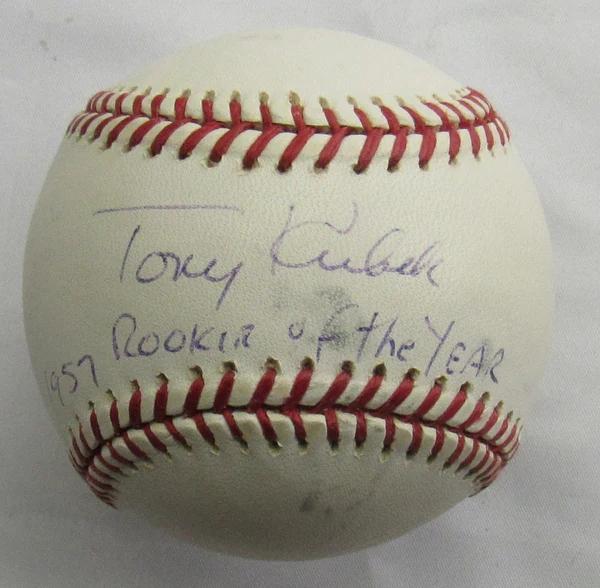 Tony Kubek Signed OML Baseball Inscribed "1957 Rookie of the Year" (JSA) at PristineAuction.com Tony Kubek Signed OML Baseball Inscribed "1957 Rookie of the Year" (JSA) at PristineAuction.com