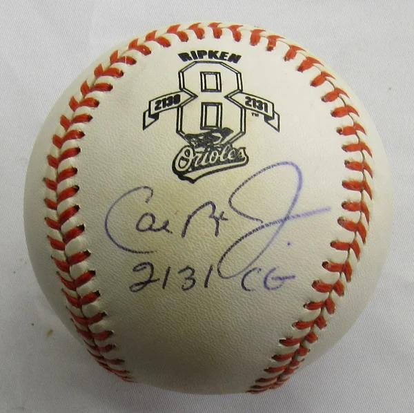 Cal Ripken Jr. Signed ONL Commemorative Logo Baseball Inscribed "2131 CG" (JSA) at PristineAuction.com Cal Ripken Jr. Signed ONL Commemorative Logo Baseball Inscribed "2131 CG" (JSA) at PristineAuction.com