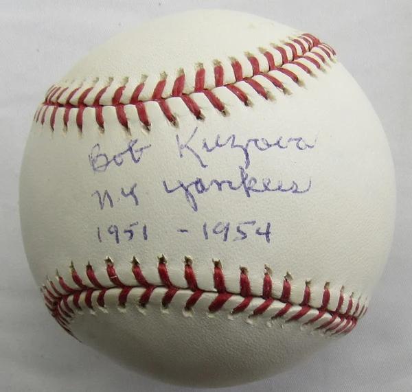 Bob Kuzava Signed OAL Baseball Inscribed "NY Yankees 1951-1954" (JSA) at PristineAuction.com Bob Kuzava Signed OAL Baseball Inscribed "NY Yankees 1951-1954" (JSA) at PristineAuction.com