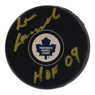 Lou Lamoriello Signed Maple Leafs Logo Hockey Puck Inscribed "HOF 09" (JSA) at PristineAuction.com Lou Lamoriello Signed Maple Leafs Logo Hockey Puck Inscribed "HOF 09" (JSA) at PristineAuction.com