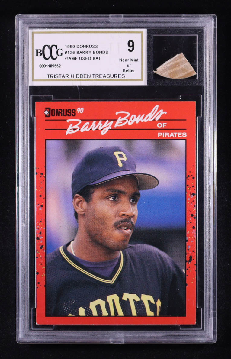 Barry Bonds 1990 Donruss #126 with Game-Used Bat Piece (BCCG 9) at PristineAuction.com Barry Bonds 1990 Donruss #126 with Game-Used Bat Piece (BCCG 9) at PristineAuction.com