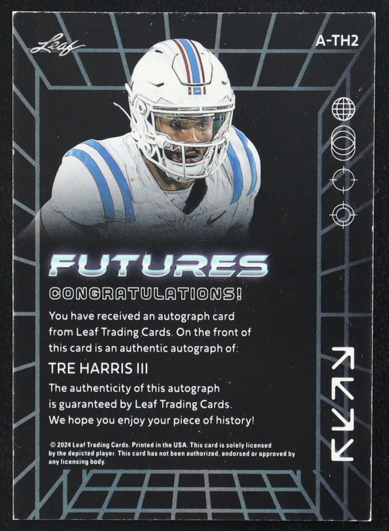 Tre Harris III 2024 Leaf Futures Green Auto #A-TH2 RC #21/25 at PristineAuction.com Tre Harris III 2024 Leaf Futures Green Auto #A-TH2 RC #21/25 at PristineAuction.com
