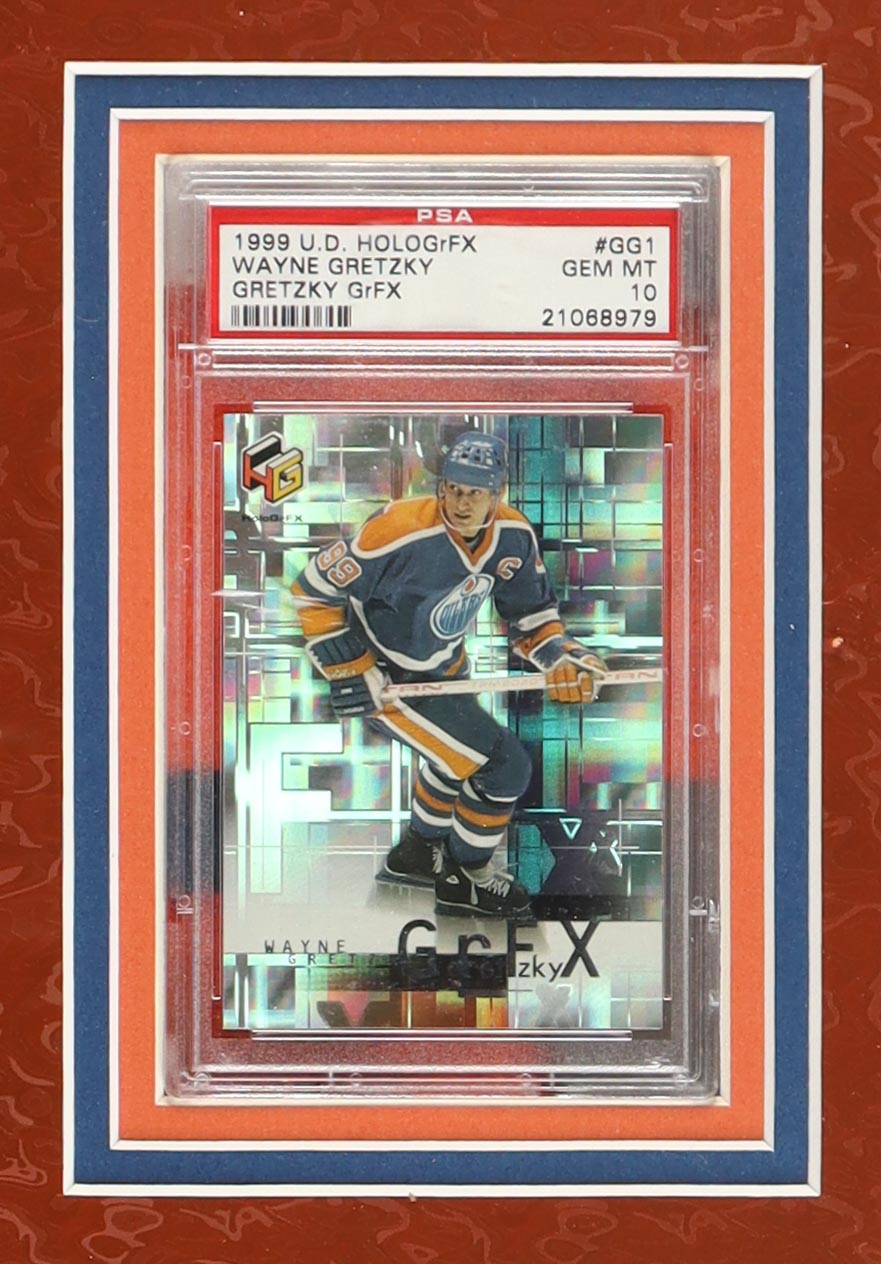 Wayne Gretzky Signed Oilers Custom Framed Jersey with LED Display & (2) PSA 10 Graded Cards (JSA) at PristineAuction.com Wayne Gretzky Signed Oilers Custom Framed Jersey with LED Display & (2) PSA 10 Graded Cards (JSA) at PristineAuction.com