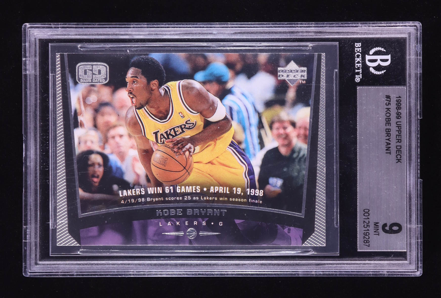 Kobe Bryant 1998-99 Upper Deck #75 (BGS 9) at PristineAuction.com Kobe Bryant 1998-99 Upper Deck #75 (BGS 9) at PristineAuction.com