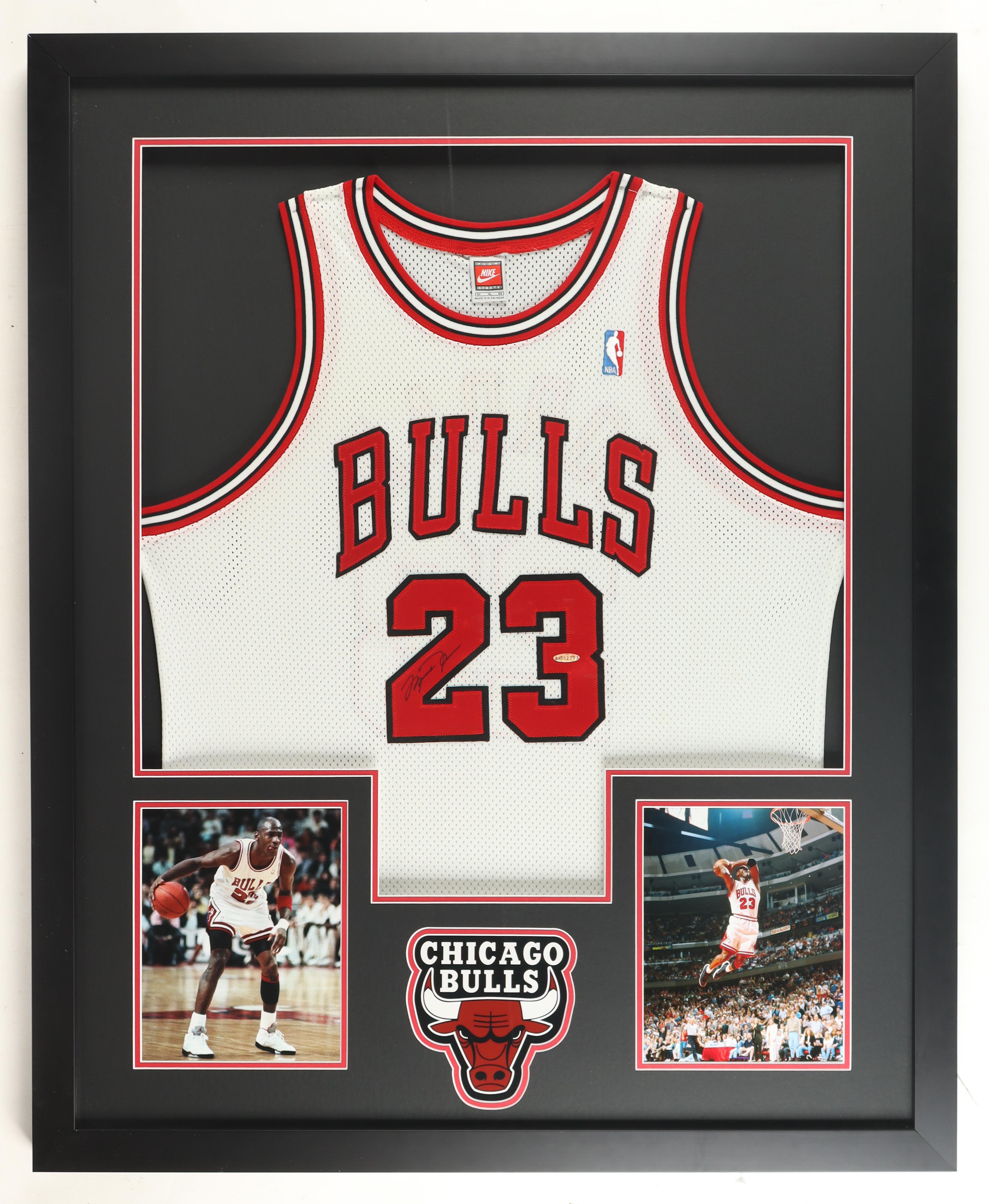 Michael Jordan Signed Bulls Custom Framed Nike Authentic Jersey (UDA & GOAT) at PristineAuction.com Michael Jordan Signed Bulls Custom Framed Nike Authentic Jersey (UDA & GOAT) at PristineAuction.com