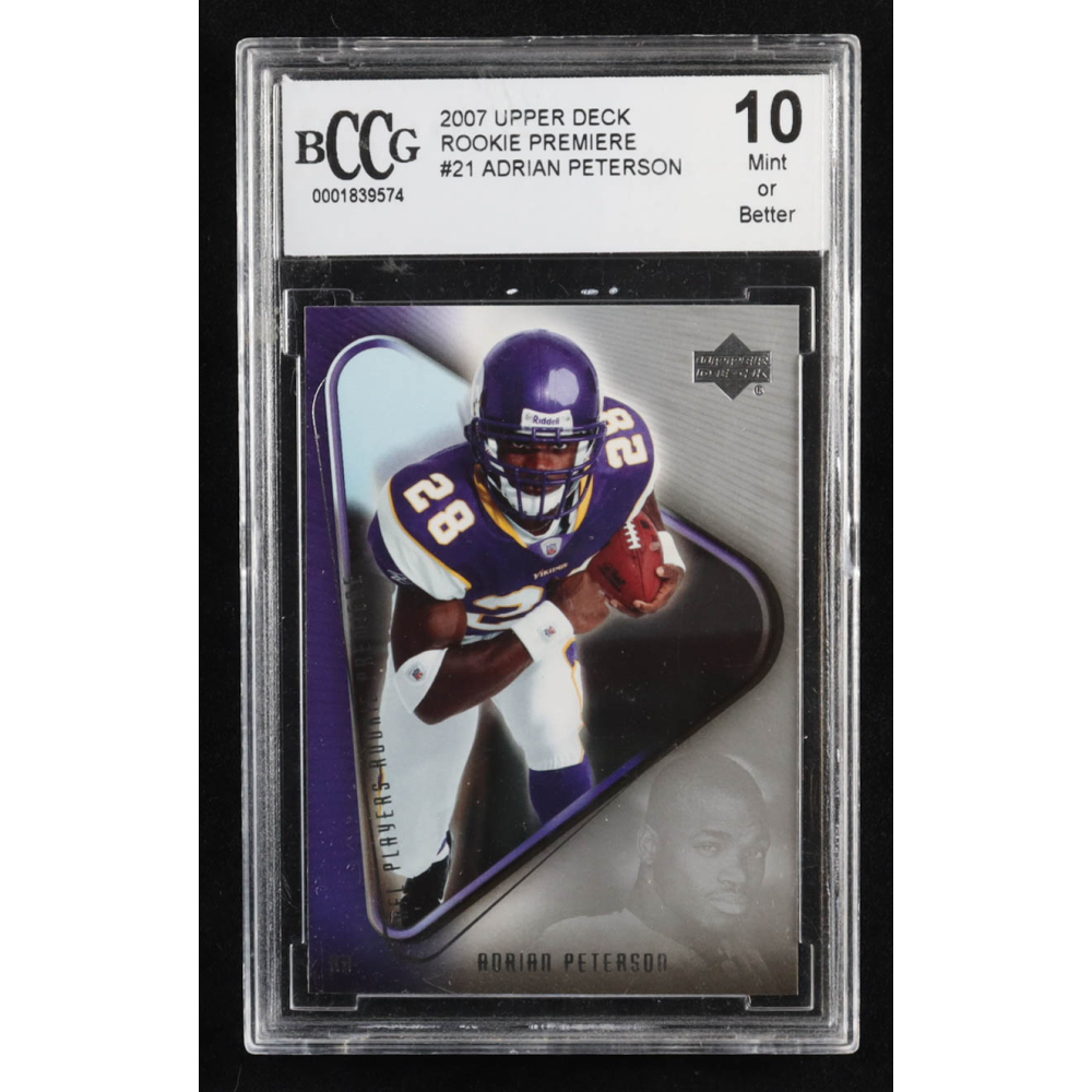 Adrian Peterson 2007 Upper Deck Rookie Premiere #21 RC (BCCG 10) at PristineAuction.com