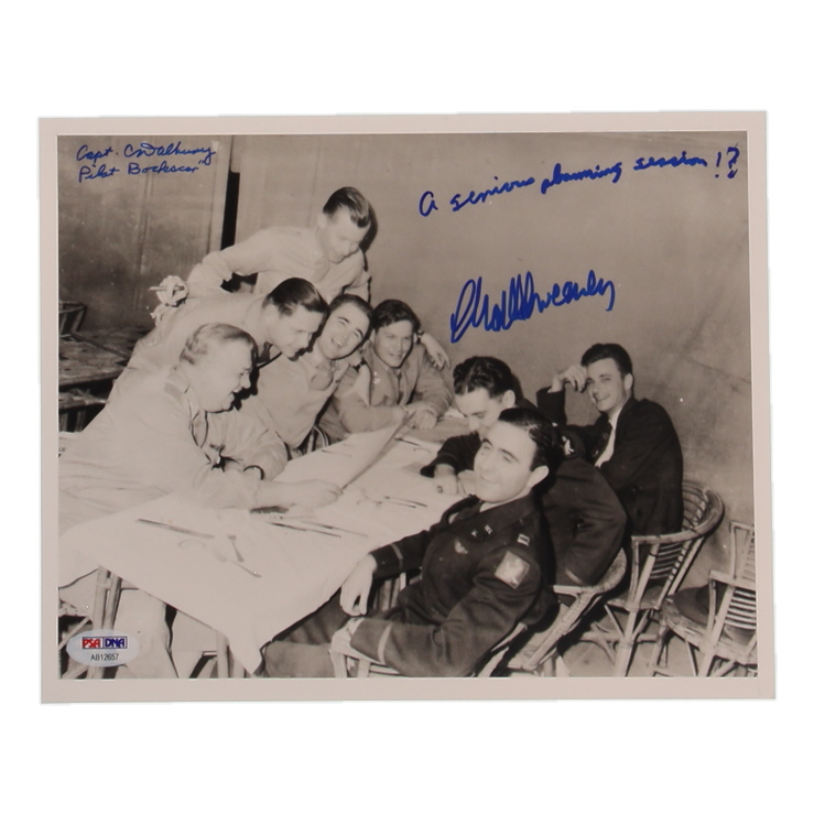 Charles Sweeney & CD Albury Signed 8x10 Photo (PSA) WWII Bockscar Pilot & Co-Pilot at PristineAuction.com Charles Sweeney & CD Albury Signed 8x10 Photo (PSA) WWII Bockscar Pilot & Co-Pilot at PristineAuction.com