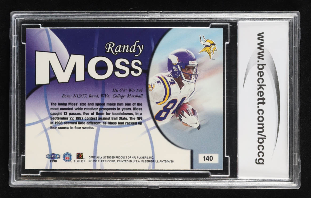 Randy Moss 1998 Fleer Brilliants #140 RC (BCCG 10) at PristineAuction.com Randy Moss 1998 Fleer Brilliants #140 RC (BCCG 10) at PristineAuction.com