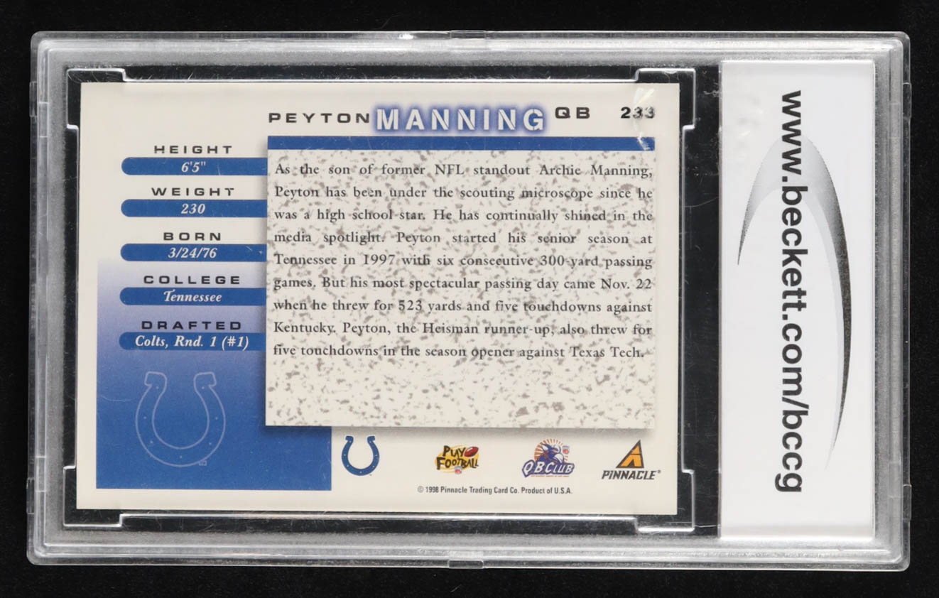 Peyton Manning 1998 Score #233 RC (BCCG 10) at PristineAuction.com Peyton Manning 1998 Score #233 RC (BCCG 10) at PristineAuction.com