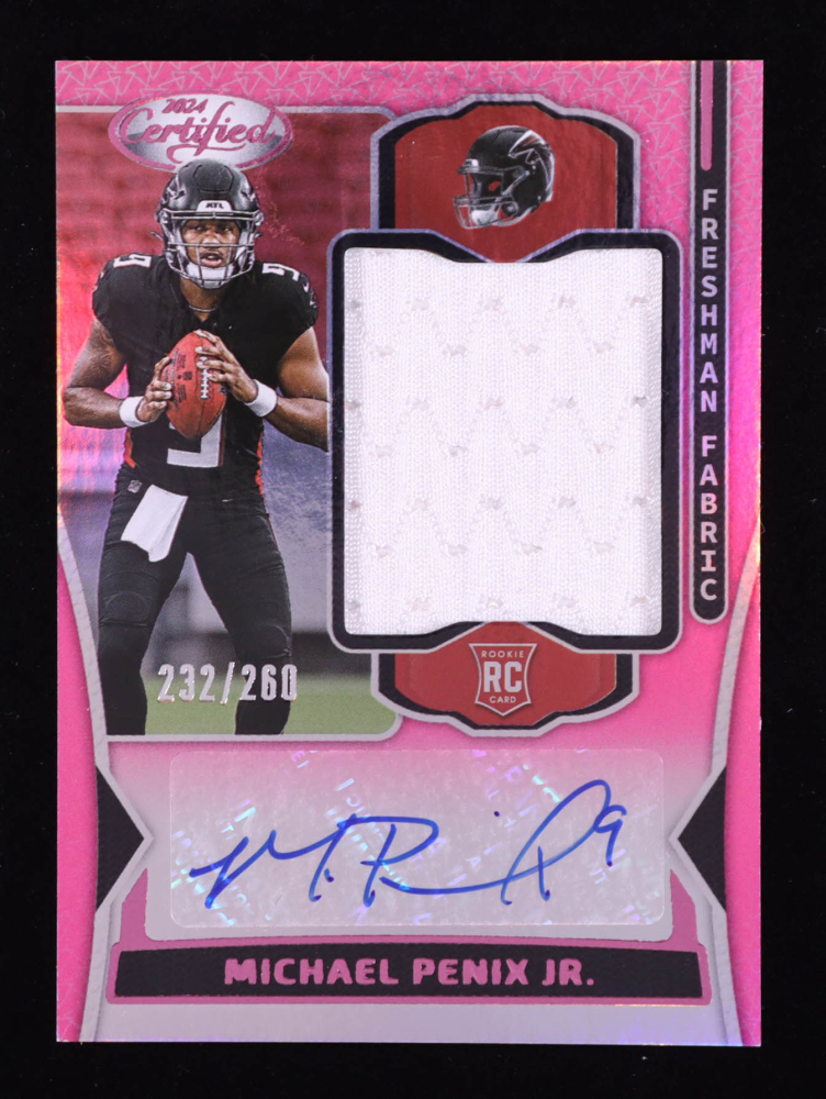 Michael Penix Jr. 2024 Certified Freshman Fabric Mirror Signatures Pink #2 RC #232/260
