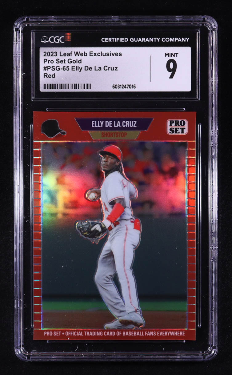 Elly De La Cruz 2023 Leaf Web Exclusives Pro Set Red #PSG65 RC #87/89 (CGC 9) at PristineAuction.com Elly De La Cruz 2023 Leaf Web Exclusives Pro Set Red #PSG65 RC #87/89 (CGC 9) at PristineAuction.com
