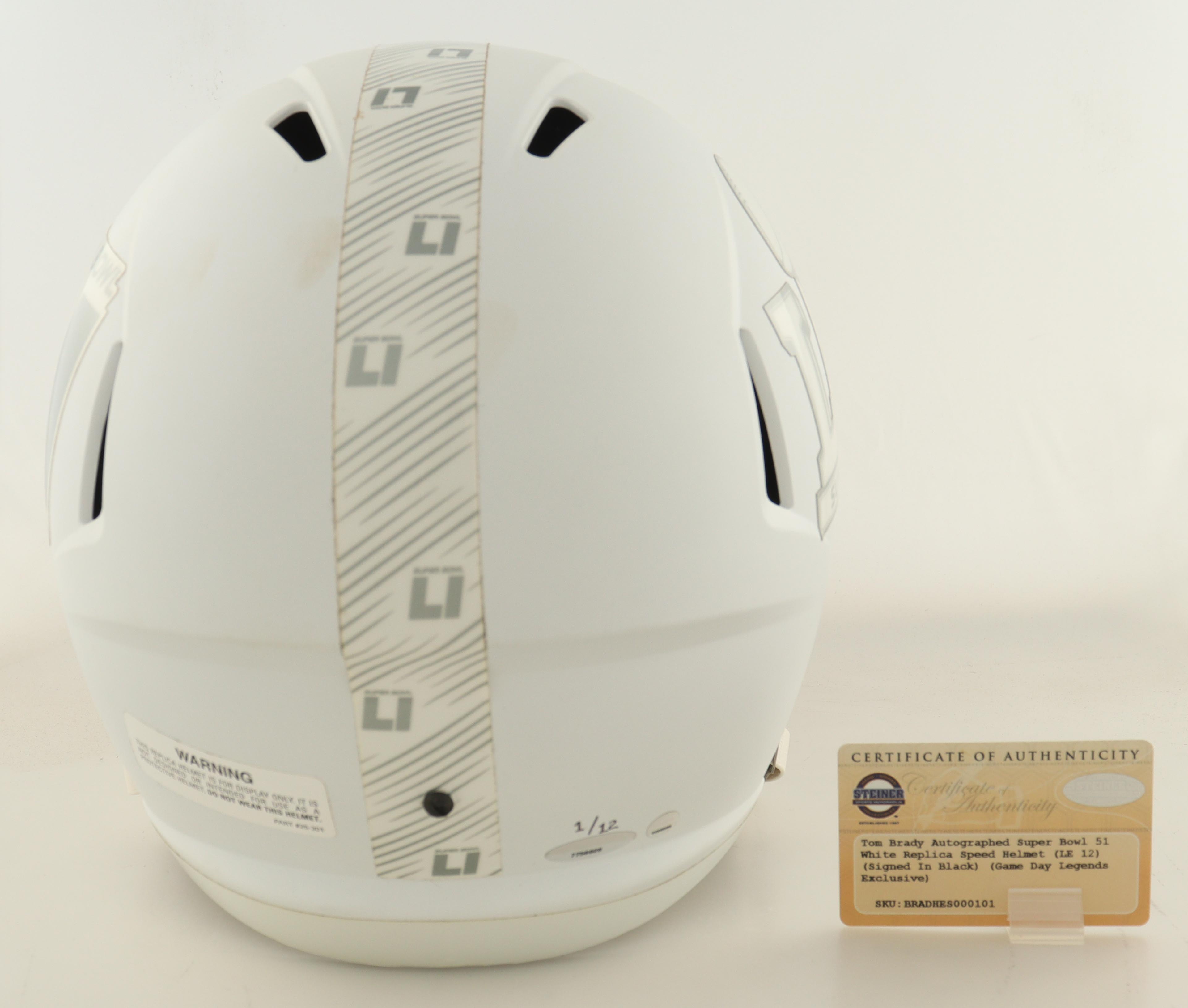 Tom Brady Signed LE Super Bowl LI Logo Full-Size Speed Helmet #1/12 (Steiner & GOAT) at PristineAuction.com Tom Brady Signed LE Super Bowl LI Logo Full-Size Speed Helmet #1/12 (Steiner & GOAT) at PristineAuction.com