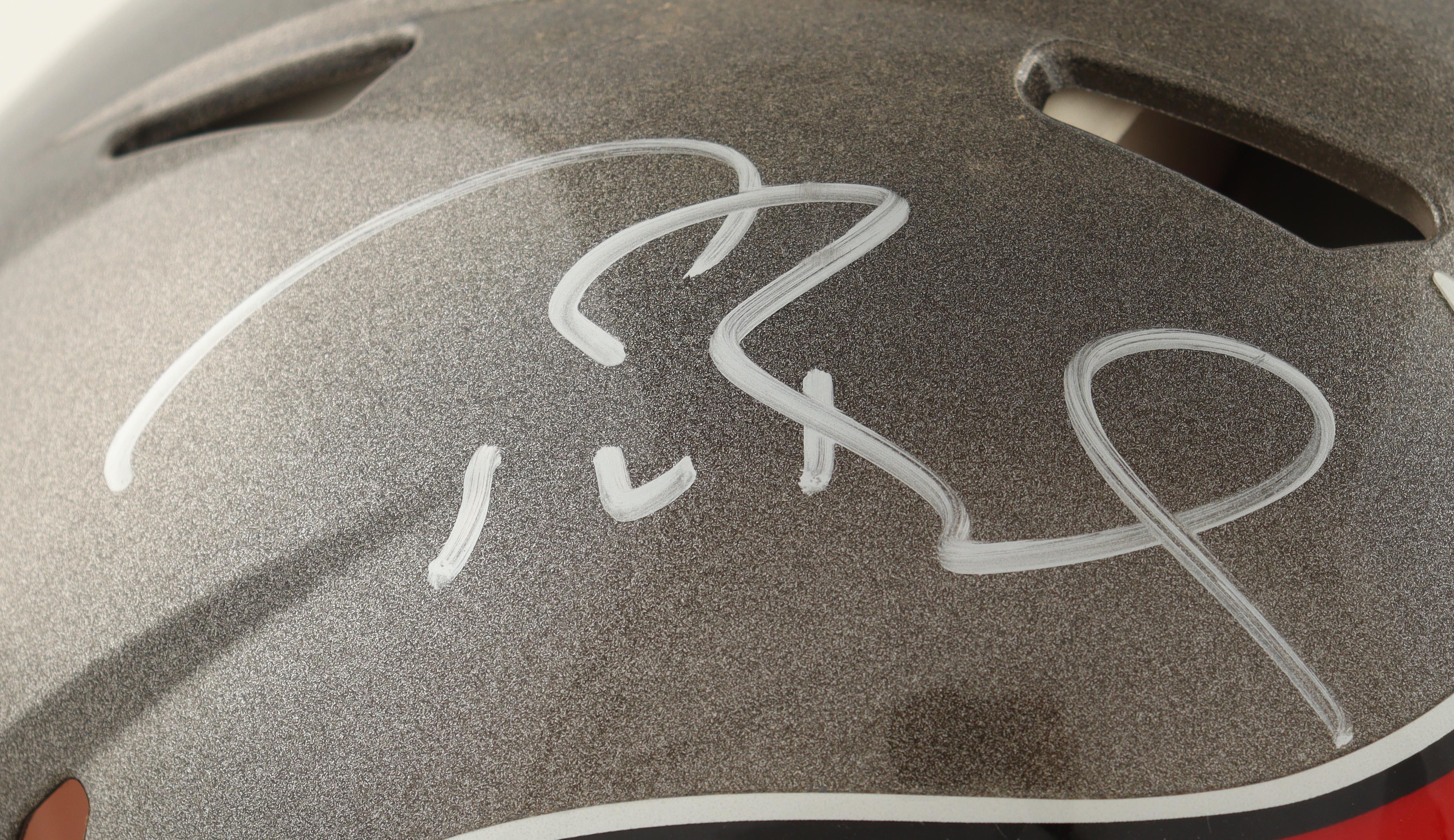 Tom Brady Signed Buccaneers Full-Size Authentic On-Field Speed Helmet with Custom Visor & 3-D Bumpers (Fanatics & GOAT) at PristineAuction.com Tom Brady Signed Buccaneers Full-Size Authentic On-Field Speed Helmet with Custom Visor & 3-D Bumpers (Fanatics & GOAT) at PristineAuction.com