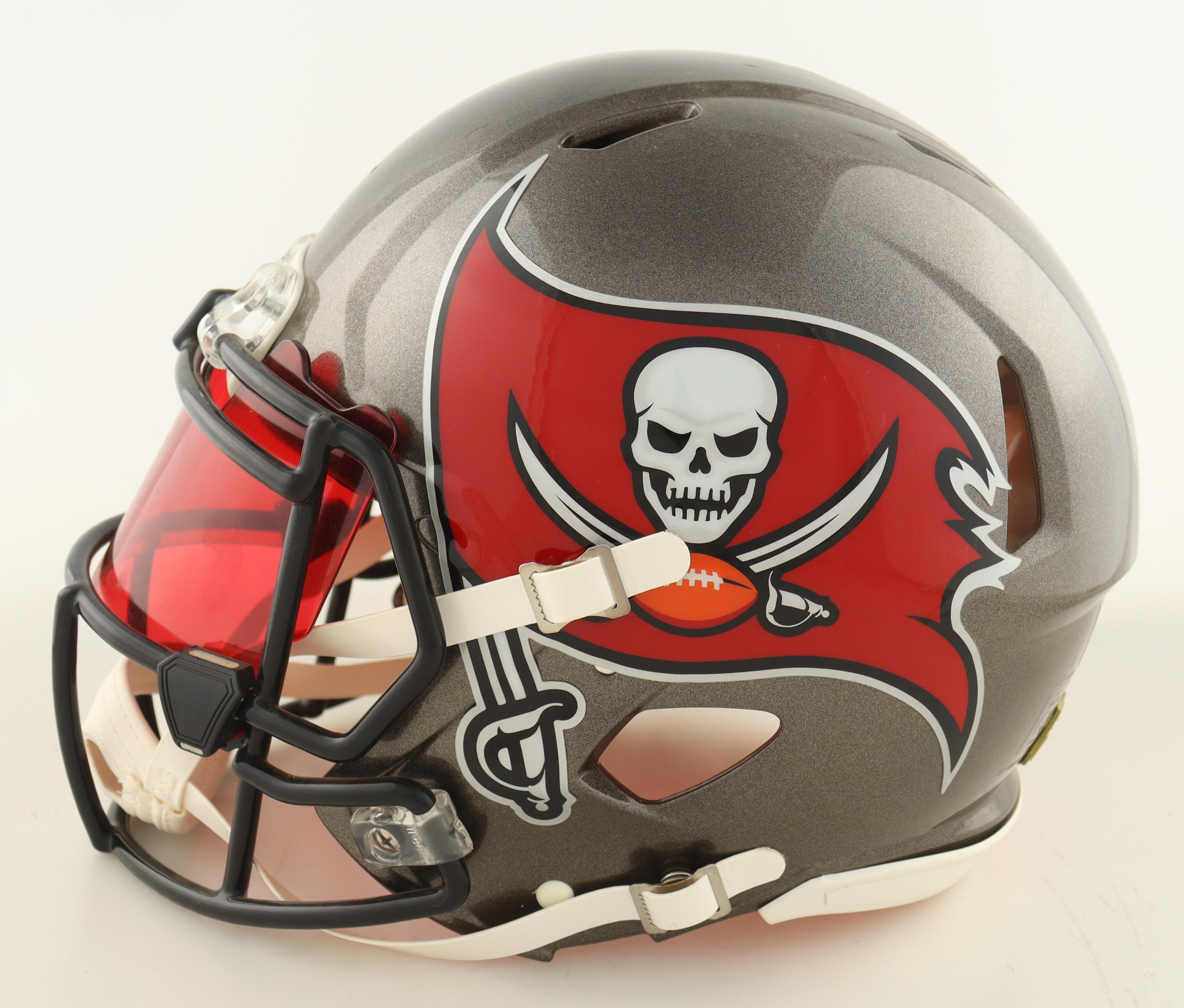 Tom Brady Signed Buccaneers Full-Size Authentic On-Field Speed Helmet with Custom Visor & 3-D Bumpers (Fanatics & GOAT) at PristineAuction.com Tom Brady Signed Buccaneers Full-Size Authentic On-Field Speed Helmet with Custom Visor & 3-D Bumpers (Fanatics & GOAT) at PristineAuction.com