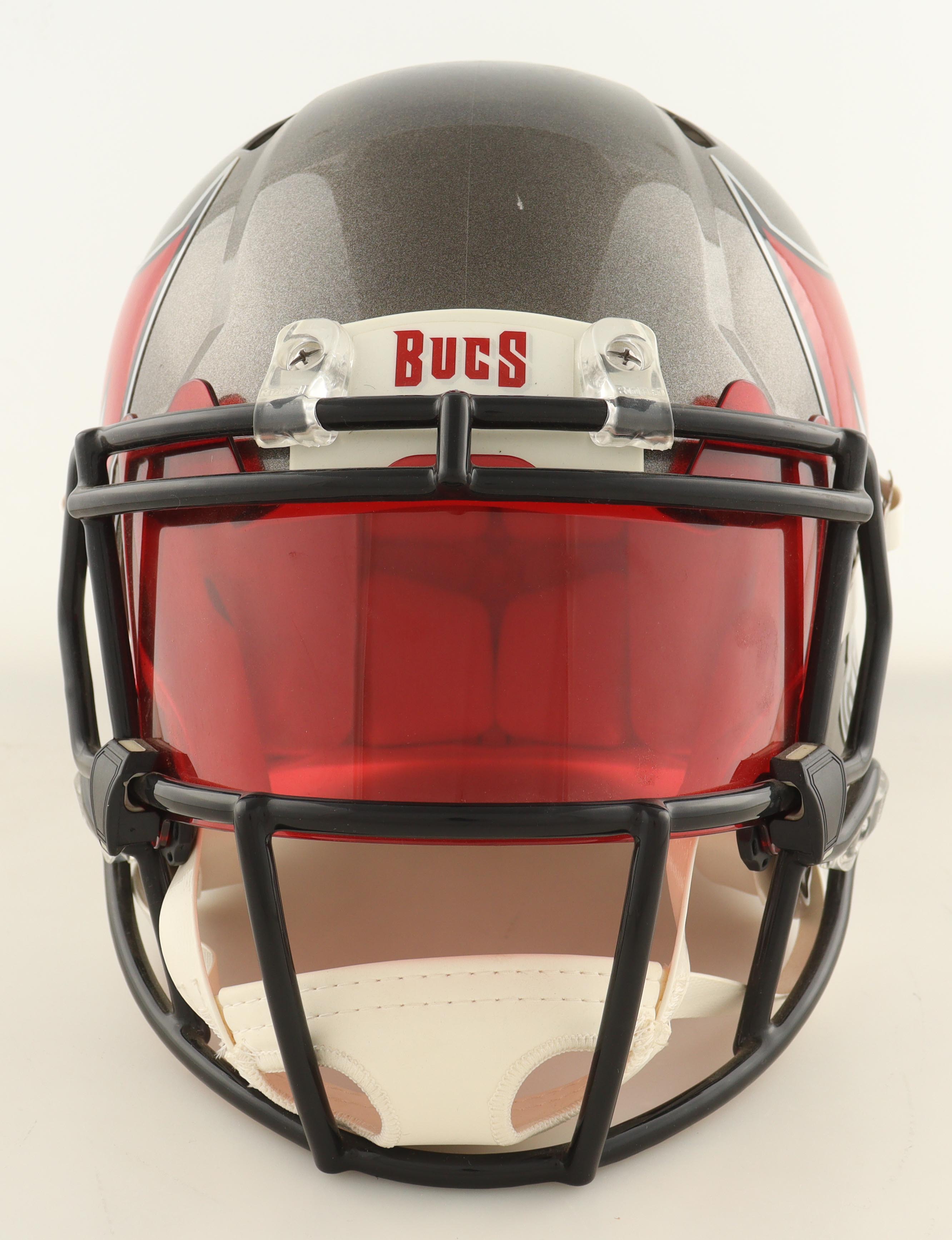 Tom Brady Signed Buccaneers Full-Size Authentic On-Field Speed Helmet with Custom Visor & 3-D Bumpers (Fanatics & GOAT) at PristineAuction.com Tom Brady Signed Buccaneers Full-Size Authentic On-Field Speed Helmet with Custom Visor & 3-D Bumpers (Fanatics & GOAT) at PristineAuction.com