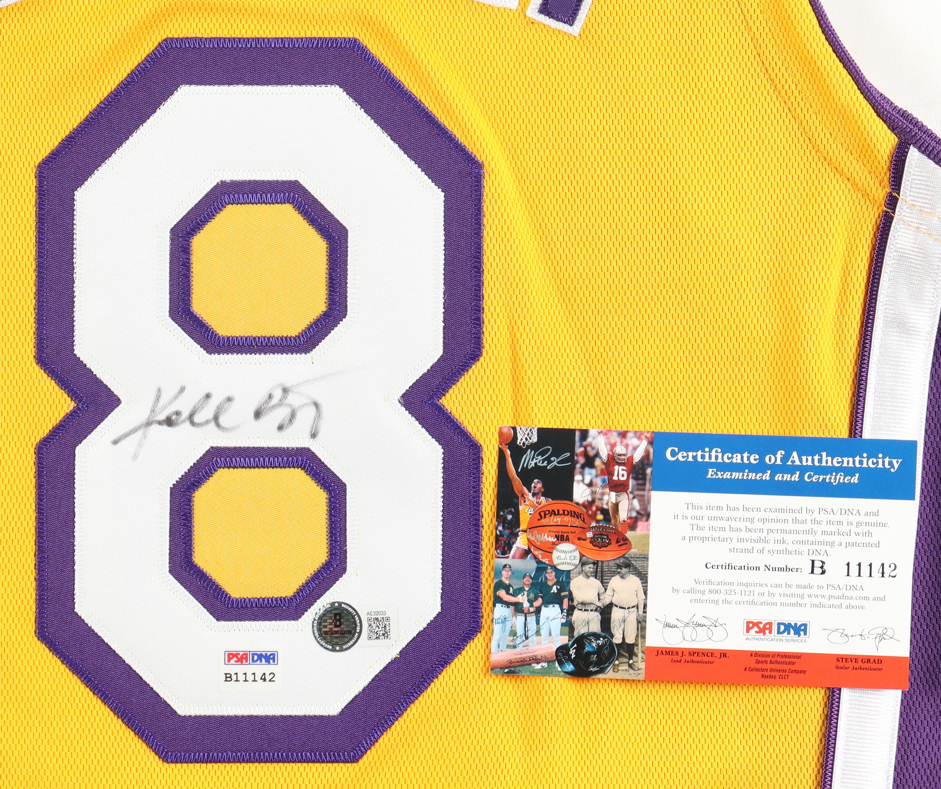 Kobe Bryant Signed LE 2000-01 Lakers Mitchell & Ness Jersey with NBA Finals Patch #4/8 (PSA & Beckett) at PristineAuction.com Kobe Bryant Signed LE 2000-01 Lakers Mitchell & Ness Jersey with NBA Finals Patch #4/8 (PSA & Beckett) at PristineAuction.com