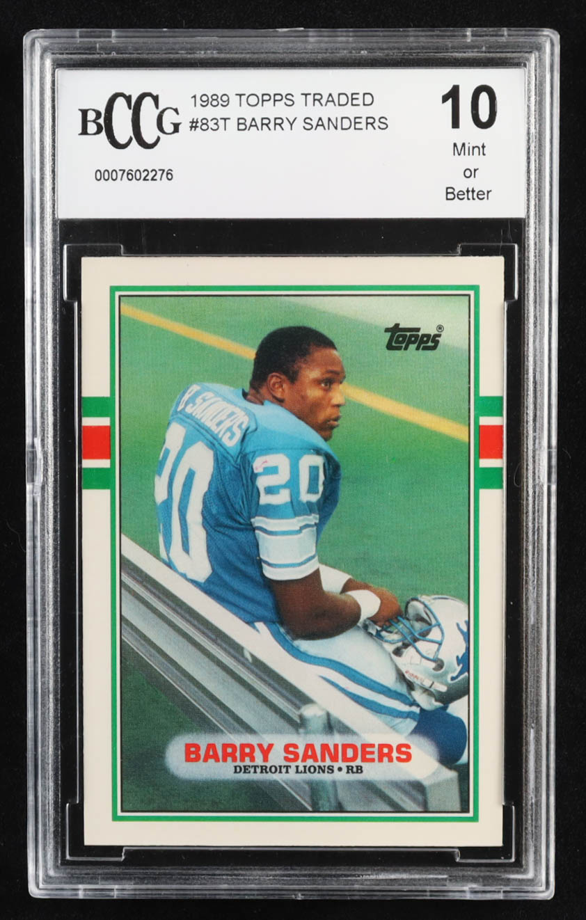 Barry Sanders 1989 Topps Traded #83T RC (BCCG 10) at PristineAuction.com Barry Sanders 1989 Topps Traded #83T RC (BCCG 10) at PristineAuction.com