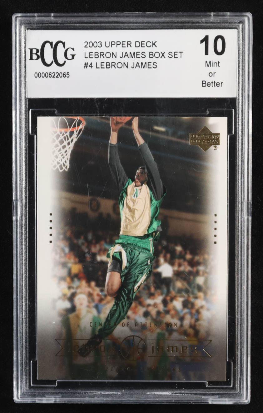 LeBron James 2003 Upper Deck LeBron James Box Set #4 RC / Center of Attention (BCCG 10) at PristineAuction.com LeBron James 2003 Upper Deck LeBron James Box Set #4 RC / Center of Attention (BCCG 10) at PristineAuction.com