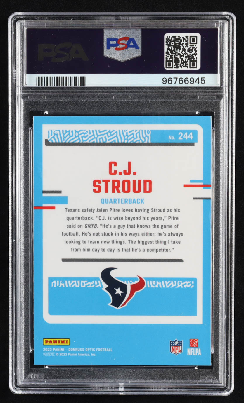 CJ Stroud 2023 Donruss Optic #244 RR RC (PSA 10) at PristineAuction.com CJ Stroud 2023 Donruss Optic #244 RR RC (PSA 10) at PristineAuction.com
