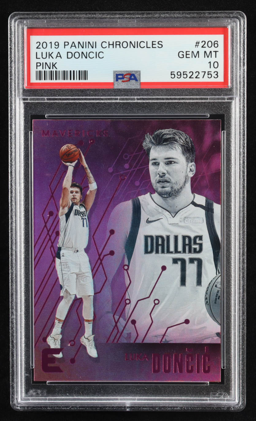 Luka Doncic 2019-20 Panini Chronicles Pink #206 Essentials (PSA 10) at PristineAuction.com Luka Doncic 2019-20 Panini Chronicles Pink #206 Essentials (PSA 10) at PristineAuction.com