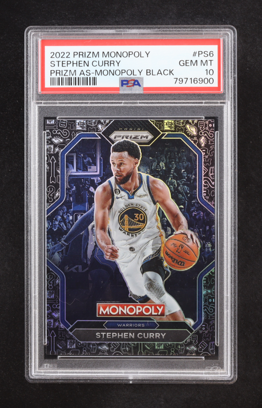 Stephen Curry 2022-23 Panini Prizm Monopoly All-Stars Monopoly Black #PS6 (PSA 10) at PristineAuction.com Stephen Curry 2022-23 Panini Prizm Monopoly All-Stars Monopoly Black #PS6 (PSA 10) at PristineAuction.com