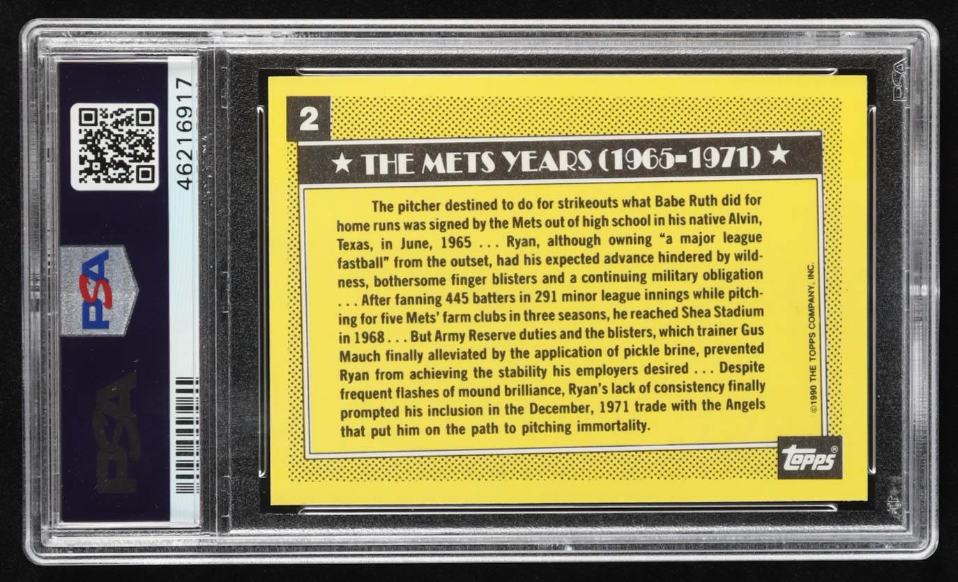 Nolan Ryan 1990 Topps Tiffany #2 Mets (PSA 9) at PristineAuction.com Nolan Ryan 1990 Topps Tiffany #2 Mets (PSA 9) at PristineAuction.com