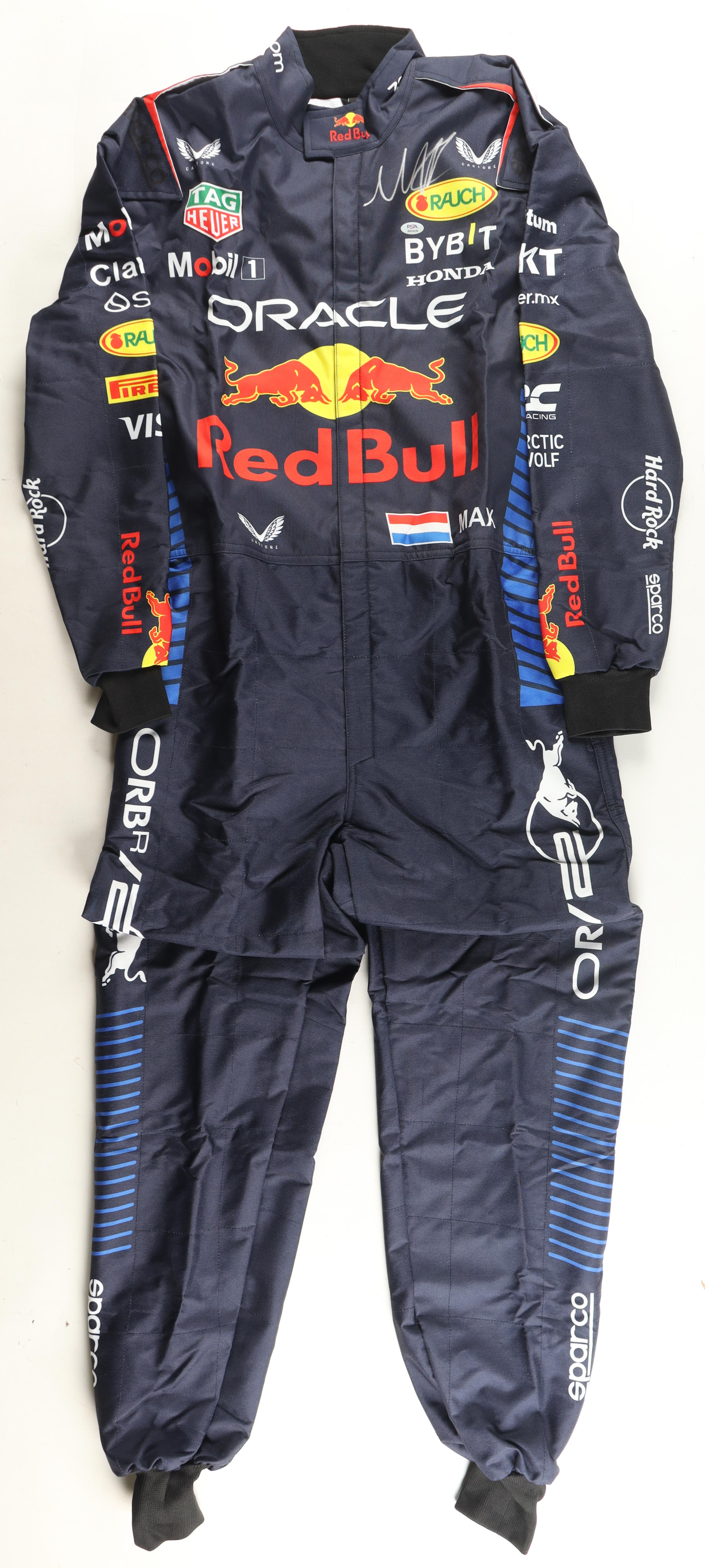 Max Verstappen Signed Red Bull Full-Size Racing Suit with Carrying Bag (PSA) at PristineAuction.com Max Verstappen Signed Red Bull Full-Size Racing Suit with Carrying Bag (PSA) at PristineAuction.com