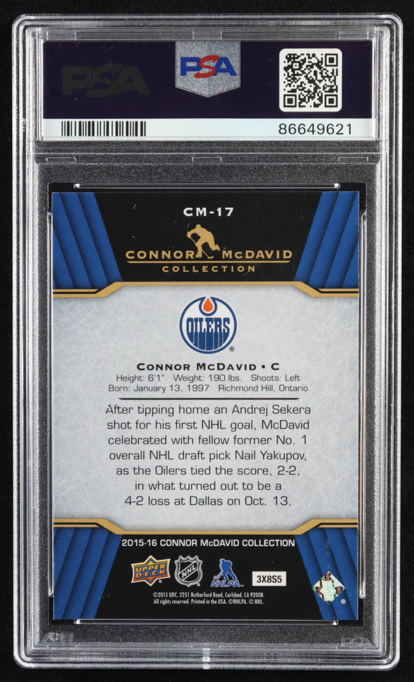 Connor McDavid 2015-16 Upper Deck Connor McDavid Collection #17 RC (PSA 10) at PristineAuction.com Connor McDavid 2015-16 Upper Deck Connor McDavid Collection #17 RC (PSA 10) at PristineAuction.com