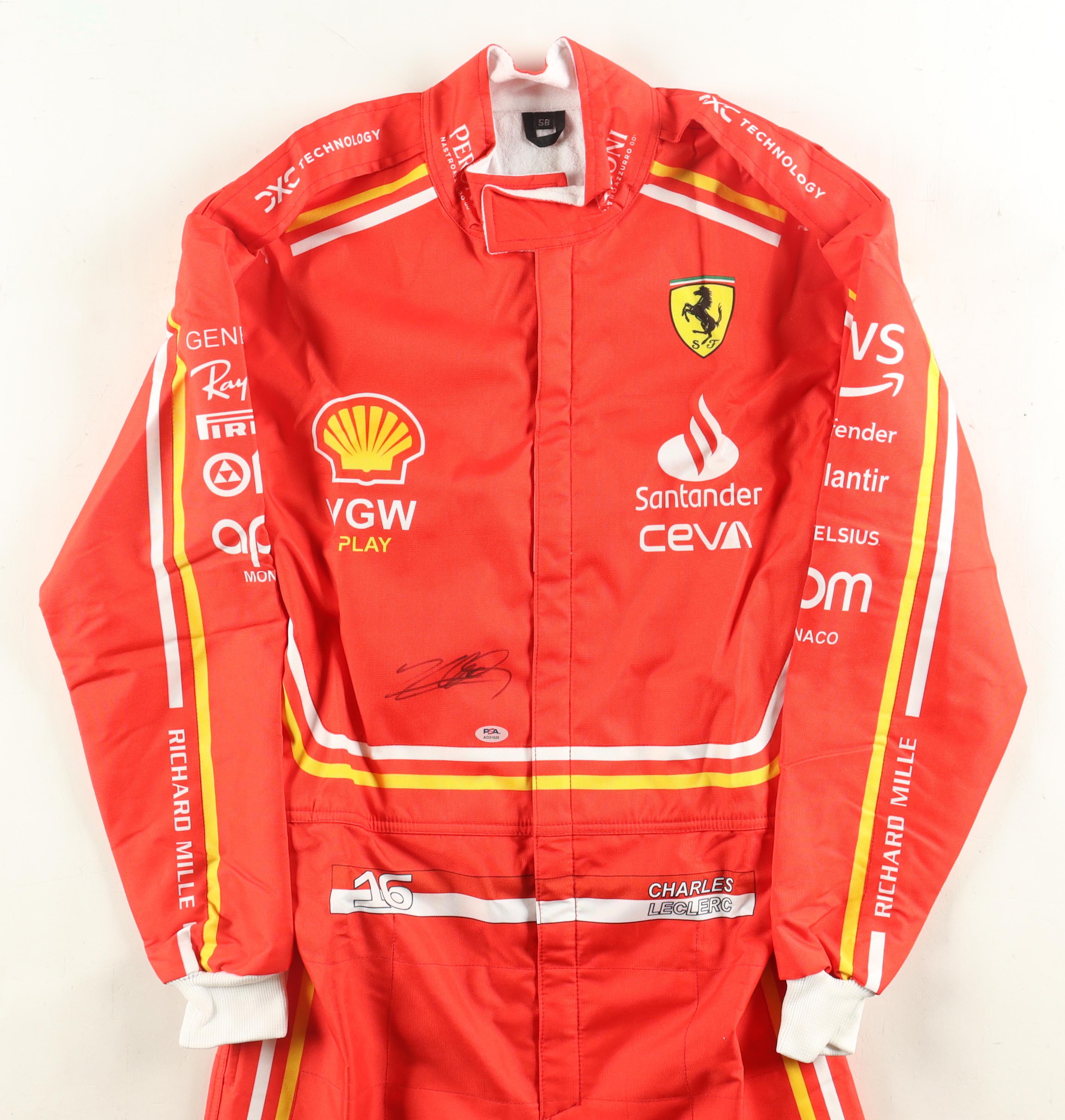 Charles Leclerc Signed Ferrari Full-Size Racing Suit with Carrying Bag (PSA) at PristineAuction.com Charles Leclerc Signed Ferrari Full-Size Racing Suit with Carrying Bag (PSA) at PristineAuction.com