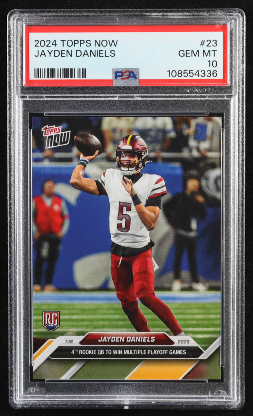 Jayden Daniels 2024 Topps Now #23 RC (PSA 10) at PristineAuction.com Jayden Daniels 2024 Topps Now #23 RC (PSA 10) at PristineAuction.com