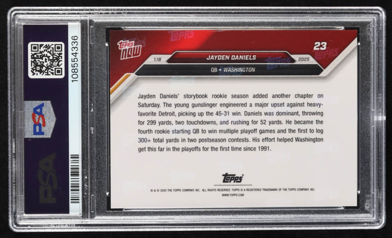Jayden Daniels 2024 Topps Now #23 RC (PSA 10) at PristineAuction.com Jayden Daniels 2024 Topps Now #23 RC (PSA 10) at PristineAuction.com