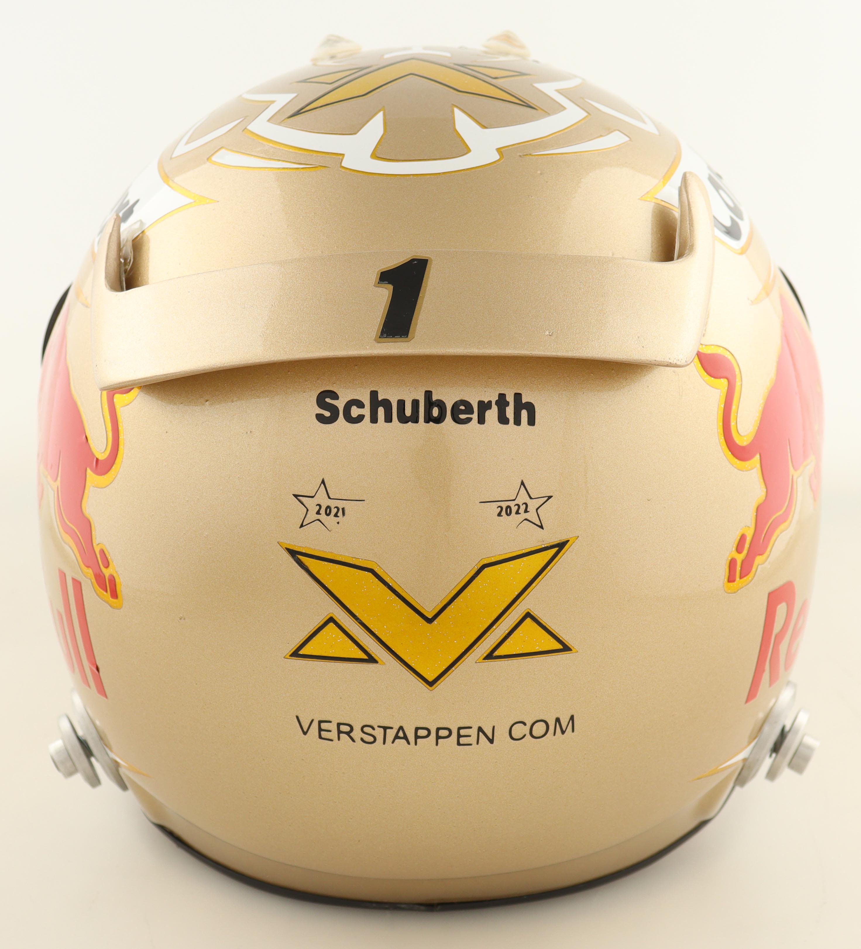 Max Verstappen Signed Red Bull Championship Full-Size 1:1 Scale Chrome Racing Helmet (Beckett) at PristineAuction.com Max Verstappen Signed Red Bull Championship Full-Size 1:1 Scale Chrome Racing Helmet (Beckett) at PristineAuction.com