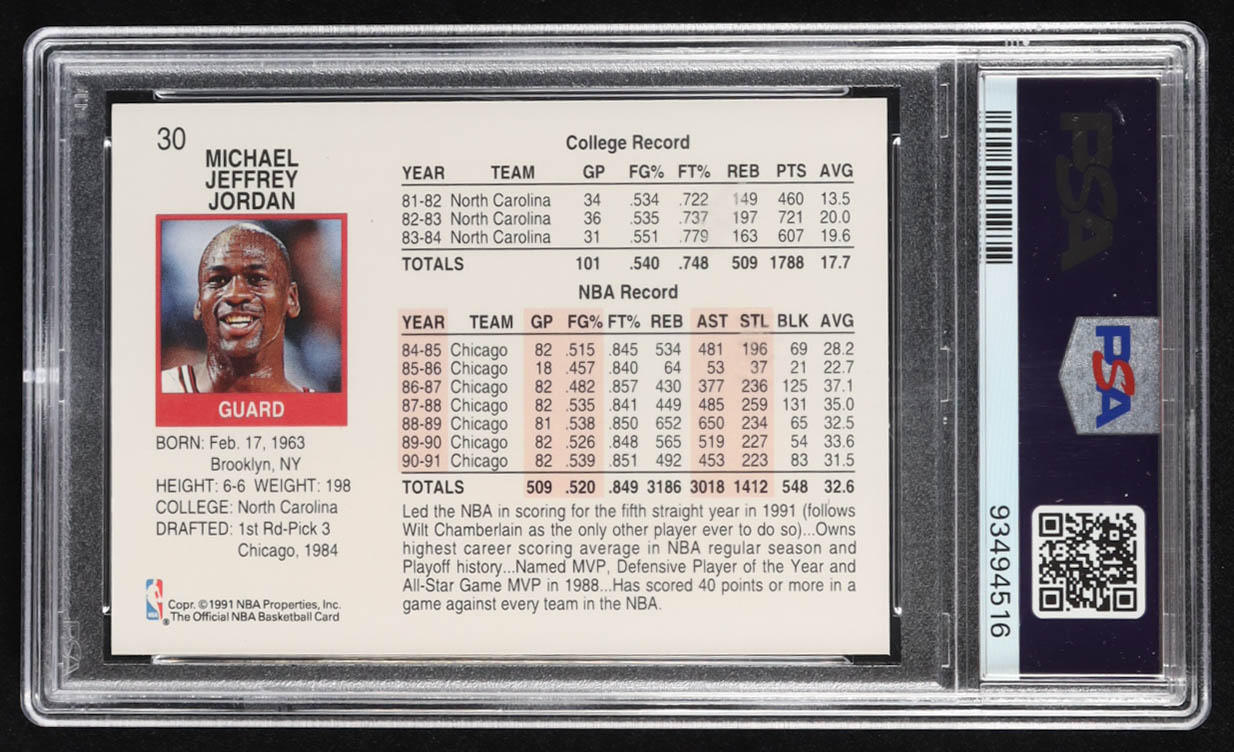 Michael Jordan 1991-92 Hoops #30 (PSA 9) at PristineAuction.com Michael Jordan 1991-92 Hoops #30 (PSA 9) at PristineAuction.com