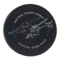 Macklin Celebrini Signed Sharks Logo Hockey Puck (Fanatics) at PristineAuction.com