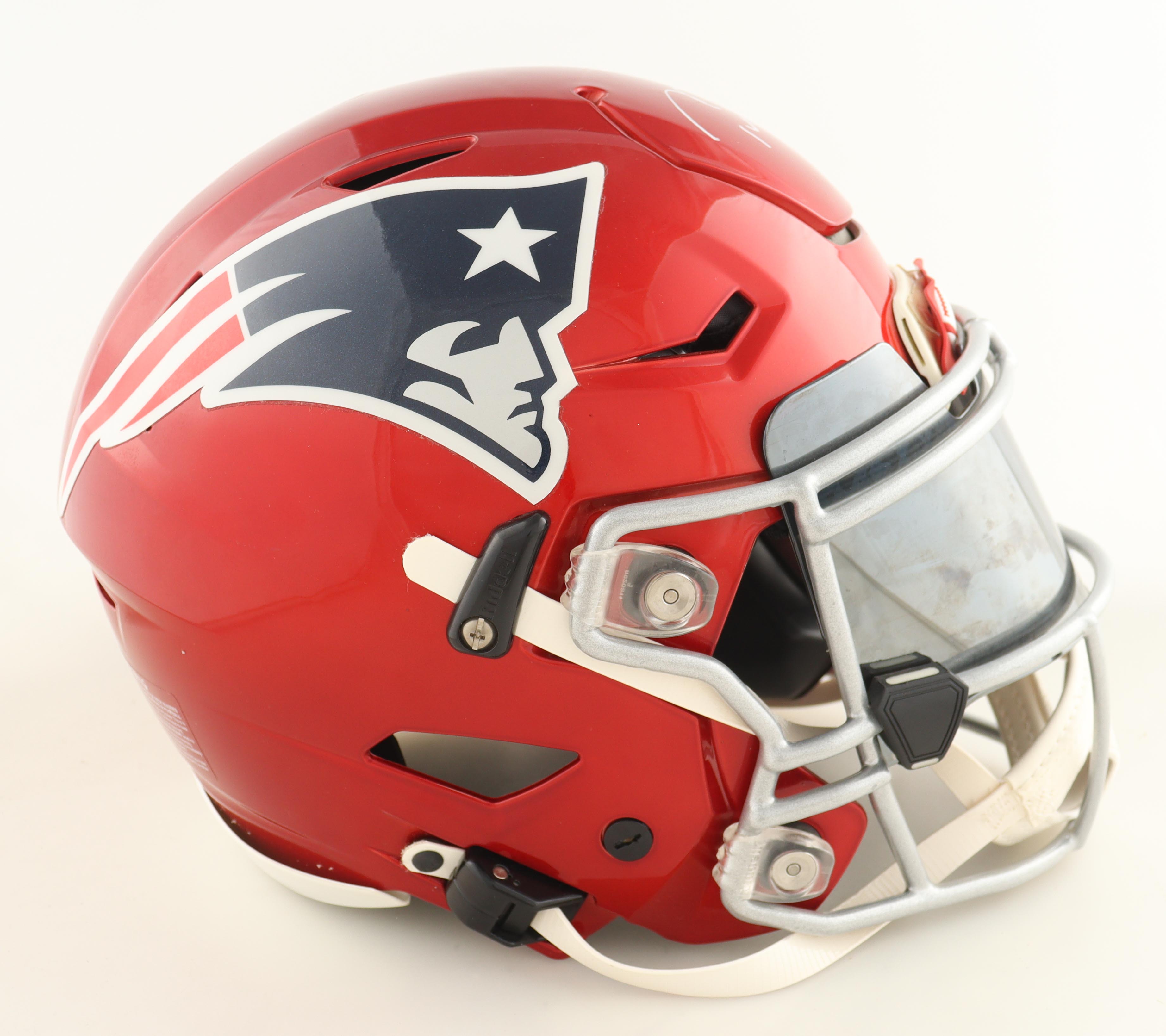Tom Brady Signed Patriots Full-Size Authentic On-Field Flash Alternate Speedflex Helmet with Custom Visor & 3-D Bumpers (Fanatics & GOAT) at PristineAuction.com Tom Brady Signed Patriots Full-Size Authentic On-Field Flash Alternate Speedflex Helmet with Custom Visor & 3-D Bumpers (Fanatics & GOAT) at PristineAuction.com