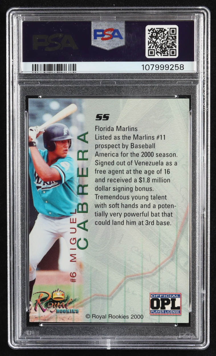 Miguel Cabrera 2000 Royal Rookies Futures #6 RC (PSA 9) at PristineAuction.com Miguel Cabrera 2000 Royal Rookies Futures #6 RC (PSA 9) at PristineAuction.com