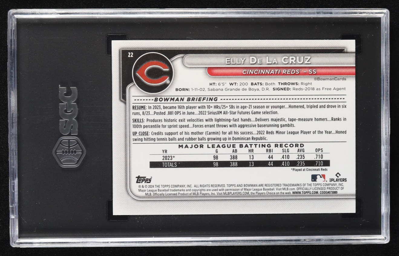Elly De La Cruz 2024 Bowman #22 RC (SGC 10) at PristineAuction.com Elly De La Cruz 2024 Bowman #22 RC (SGC 10) at PristineAuction.com